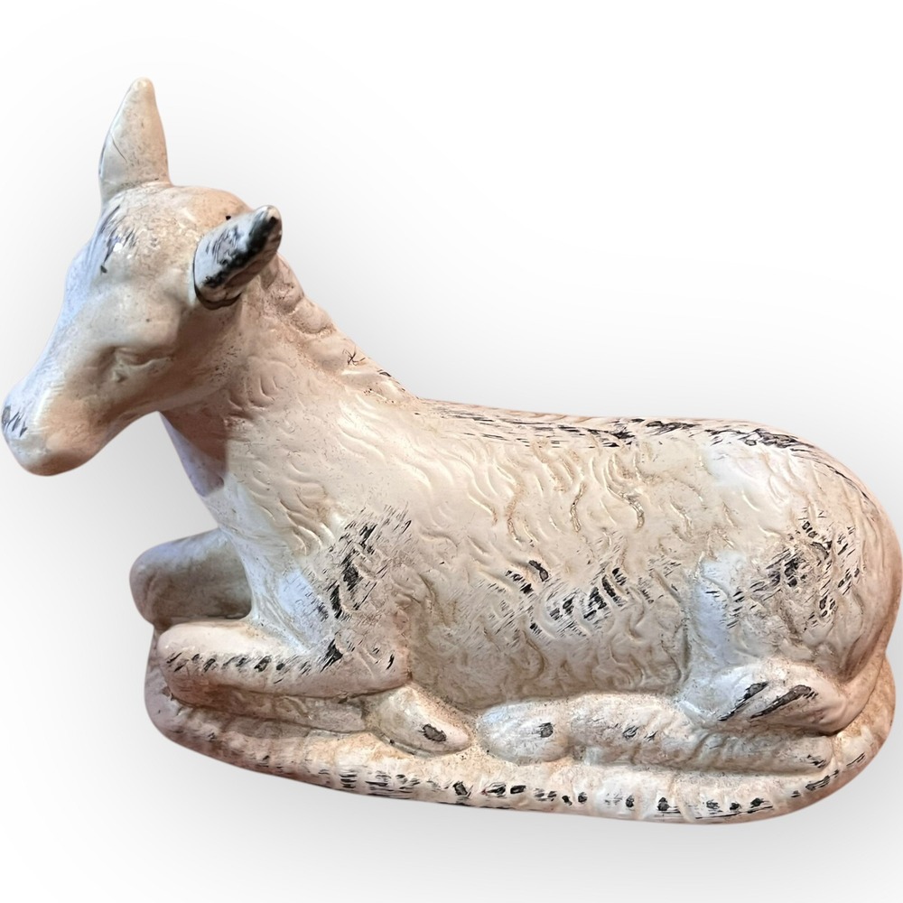 Robert Stanley Nativity Donkey Promise Replace Deluxe Whitewash Resin 5.5"‎ x 4"